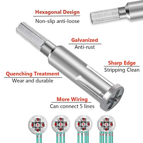 Wire Twisting Tool, Wire Stripper and Twister,4 Square 3 Way/5 Way Twister with Extension Adapter Attachment for Power Drill Drivers