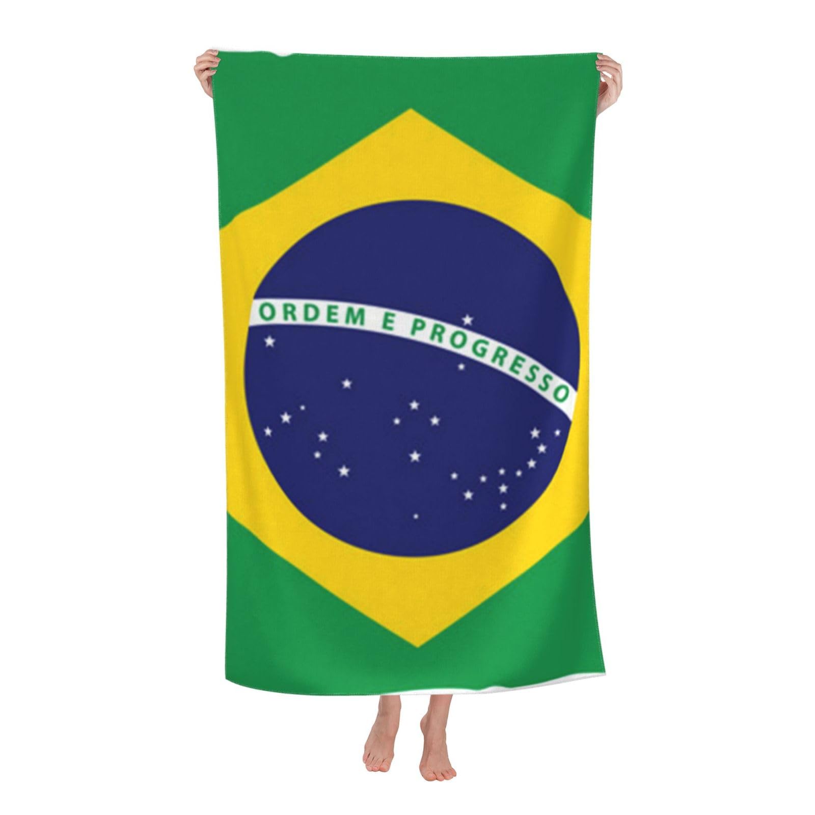 LSRCPD Beach Towel Brazil Flag Microfiber Beach Towels Blanket Oversized Tropical Big Extra Large XL Pool Towels Quick Dry Sandproof for Women Girls Kids