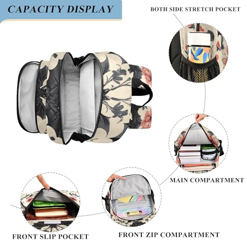 Goth Bats Rose Flowers Backpack Lightweight Daypack Laptop Backpack School Elementary Travel Computer Bookbag4