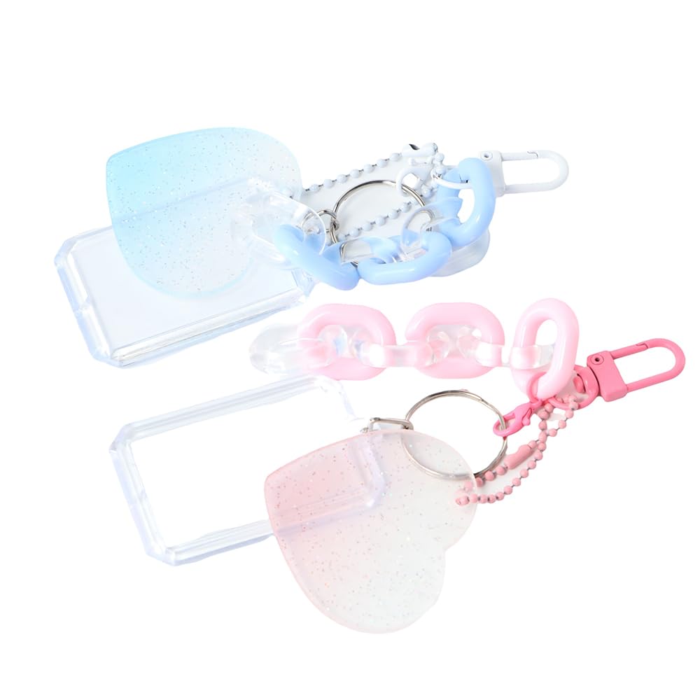 Vctitil 2PCS Photocard Holder Keyring Cute ID Holder,Transparent Keychain Picture Frame Cute Card Protector for Women Girl Backpack Decoration