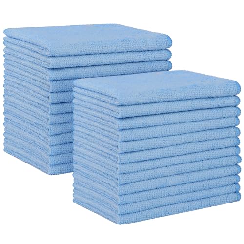 Image of HOMEXCEL Blue Microfiber Cleaning Cloth, 24 Pack Absorbent Cleaning Rags, Lint-Free, Streak-Free Cleaning Towels for Car Kitchen House, 12 inchX11 inch