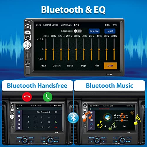 Autoradio 1 Din Bluetooth avec écran tactile 7" et fonction Mirror Link pour iOS et Android