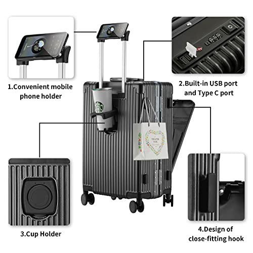 Unisex Adult 24 Inch Luggage with Spinner Wheels, Black, 3 Light 24"3