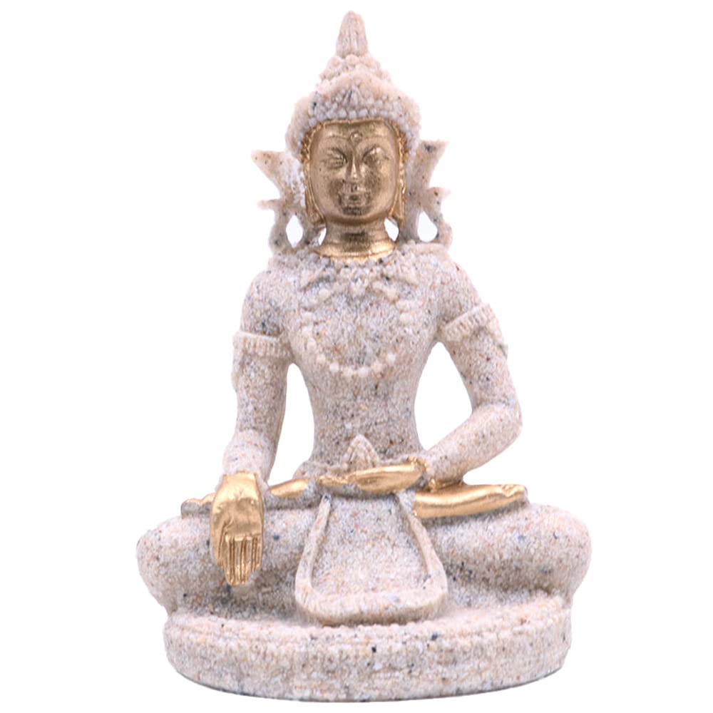Ancllo Defult The Hue Sandstone Meditation Buddha Statue Sculpture Hand Carved Figurine #8135