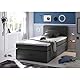 Stella Trading HAWAII 1 Boxspringbett 120x200 mit Bettkasten, Anthrazit - Bequemes Bett mit Bonell Matratze H2-H3 & Komfortschaum Topper - 121 x 107 x 209 cm (B/H/T)