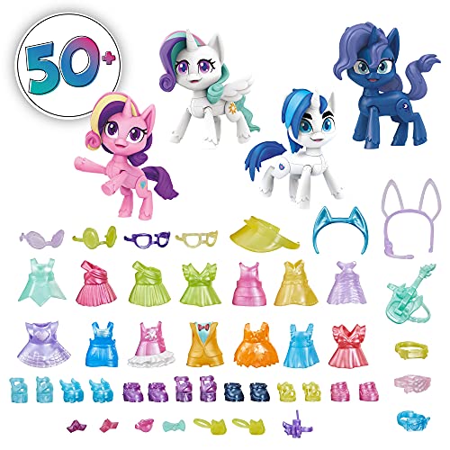 Hasbro My Little Pony, Mini Fashion, 50 Pezzi, 4 Action Figure da Mettere in Posa con Accessori Fashion e Giocattolo a Sorpresa, Multicolore