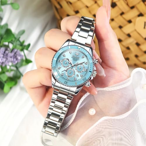 Image of OLEVS Womens Watch Fashion Dress Diamond Female Watches for Ladies Analog Stainless Steel Waterproof Luminous Day Date Two Tone Wristwatch