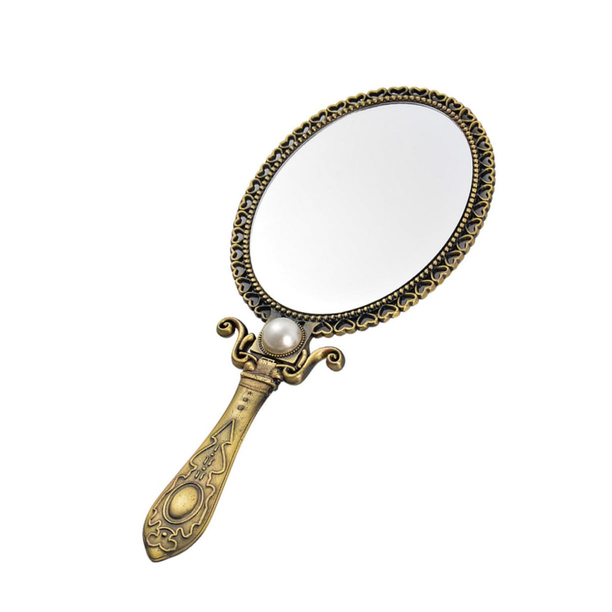 Miroir de maquillage pliable en bronze pour des retouches nomades