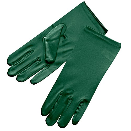 ZaZa Bridal Shiny Stretch Satin Dress Gloves Wrist Length 2BL-Hunter Green