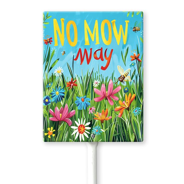 EveokokiNo Mow May Sign with Stake, 4.6 Inches by 6 Inches - Aluminum - No Mow May Yard Sign for Lawn