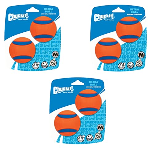 CHUCKIT - Ultra Ball - Spielzeug für Hunde - Bundle - 3 x Gr. M 6 cm 2 Pack