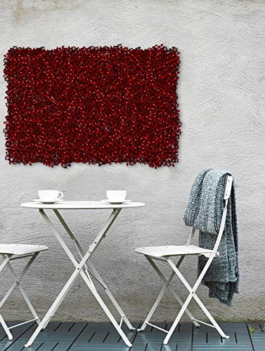 Image of Story@Home Artificial Gardening Mats, Wall Panels Plastic Eucalyptus Boxwood Tiles for Covering Roof /Wall Pannel Decor /Garden /Backyards - Maroon