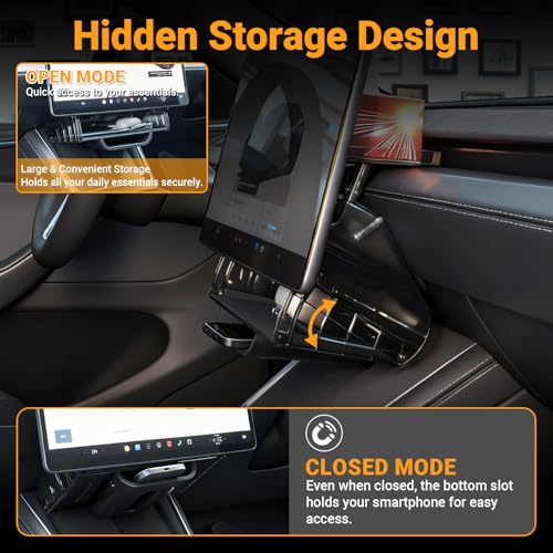 NOVCAPAR Hidden Under Screen Center Console Storage Organizer Compatible with 2024–2025 Tesla Model 3 Highland & 2025–2026 Model Y Juniper, Magnetic Installation, Anti-Slip (Black) by NOVCAPAR - Image 4