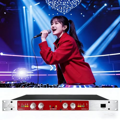 Procesador de audio profesional, procesador vocal de ajuste automático con ajuste de agudos/graves, salida máxima: +23 dBu para karaoke de escenario y casa