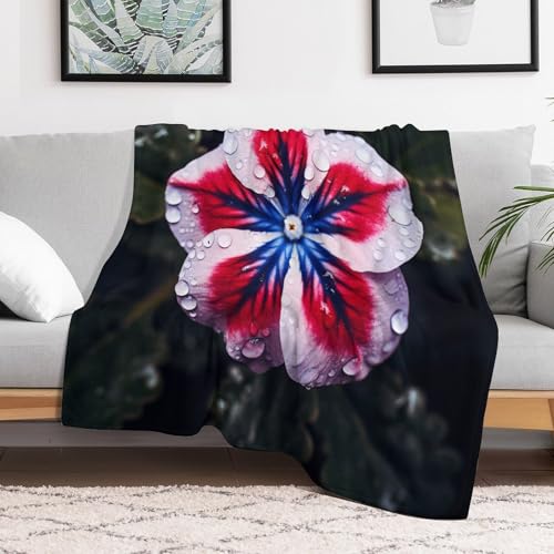 Manta de forro polar suave para cama y sofá con diseño de flor 3