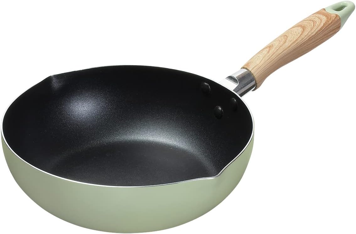 Pearl Metal HB-6661 Frying Pan, Deep Type, 9.4 inches (24 cm), Induction Compatible, Compatible with All Heat Sources, Fluorine Treatment, Pink, Natural Cook Pure