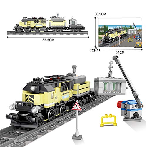 VPPI Technik Zug Eisenbahn Bausatz, Eisenbahnzug Bausteine Modell mit Motor, 392 Teile City Güterzug Klemmbausteine… – Bild 6