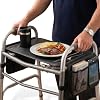 Vive Walker Tray for Folding Walker - (w/Cup Holder & Pockets) - Adult Mobility Accessories - Fits Standard Walkers - Medical Table for Seniors Non Slip Mat for Food - Removable & Easy Assembly