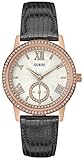 Kratzfestes Mineralglas Guess Damen Analog Quarz Uhr mit Leder Armband W0642L3