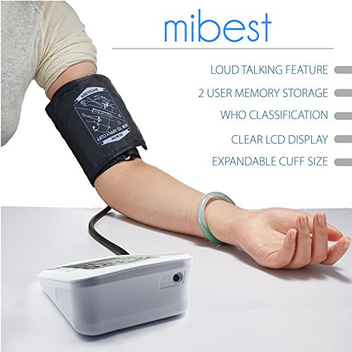 MIBEST Digital Blood Pressure Monitor with Talking Function - BP Cuff Meter with Display - Blood Pressure Machine 9.4-13.4" - Blood Pressure Tester - Blood Pressure Gauge