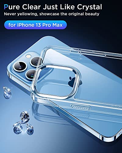 Humixx Crystal Clear Designed For Iphone 13 Pro Max Case [Not Yellowing][Military Grade Tested][Non-Slip] Hard Back And Tpu Bumper, Slim Fit Protective Case For Iphone 13 Pro Max 6.7'' Transparent #TOP1