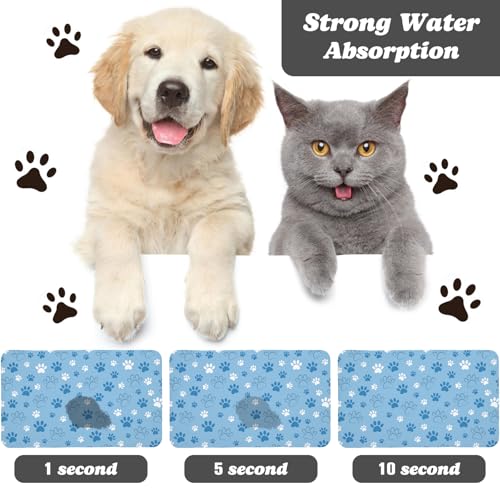 Tapis de nourriture pour chien bleu 43x76 cm étanche et absorbant - 3