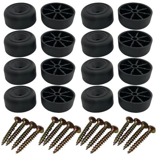 Möbelfüße Schwarz 16 Stück Möbelbeine Rund Ø 33 x H 13 mm – Kunststoff Schrankfüße mit Schrauben – Möbelgleiter Möbelfuß für Sofa, Stuhl, Schrank, Tisch, Regale, Betten – Belastbar & Langlebig