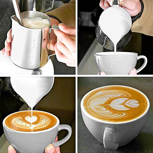 Milk Frothing Pitcher, Stainless Steel Latte Art Creamer Cup The Best Milk Frother Steamer Cup Stainless Steel Coffee Milk Frothing Cup,Coffee Steaming Pitcher 20Oz/500Ml (20 Oz) #TOP4