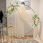 Artificial Swag Flowers Floral Swag Artificial Peony Arch Swag Artificial Greenery Flower Swag Spring with Green Leaves for Home Front Door Wedding Arch Garden Party Tabletop Wall Decor - Image 3