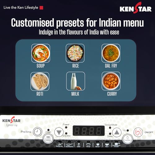 Image of Kenstar 1400 W Induction Cooktop Push Button (Black, IGNIS 14 1400 W)