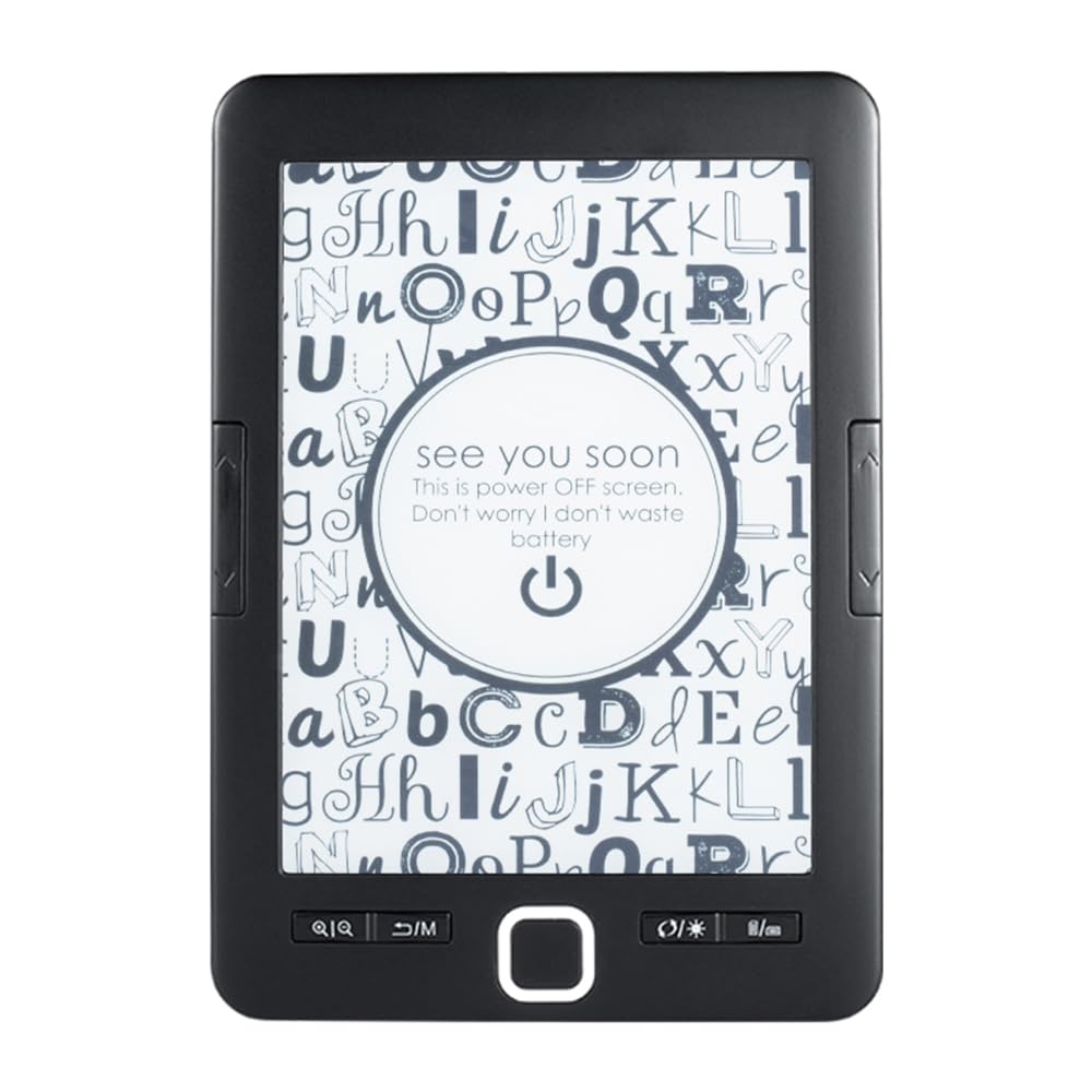 Pepisky E-Book Reader 6'' Glimmer- and Eye-Friendly E-Reader with Protective Case LED Display Light Lightweight o Video PDF Reader Black