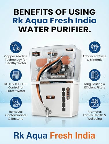 Image of Rk Aqua Fresh India Altis White (Ro+uv+uf+Alkaline,zinc,copper+Tds Adjuster) Ro Water Purifier (RO+UV+UF+COPPER+ZINC+CALCIUM+TDS ADJUSTER) Best For Home /Office Purpose | 15LPH | (Alfa-White)