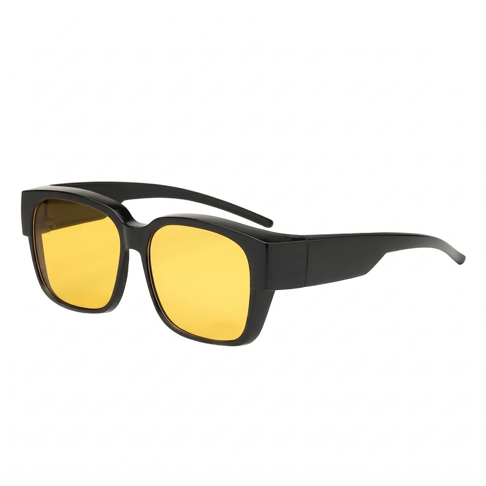 HEAVENGLOW Sunglasses Cover Protection Snap-on Sunglasses Big Frame Eyewear for People with Glasses, Drivers, Driving, Outdoor, Black Frame Yellow|Sporting Goods | Fitness, Running & Yoga-image-31