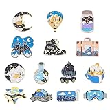 14個セット アウトドアテーマ ブローチピン エナメルピン 山 月 ボトル ピンバッジ 装飾用 タックピン ラペルピン 飾り物 景品 贈り物 服 バッグ 帽子 衣類付属品 アクセサリー用品