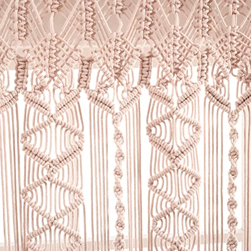 Lush Decor Boho Macrame Textured Cotton Valance/Kitchen Curtain/Wall Decor, 30" L X 40" W, Navy #TOP18