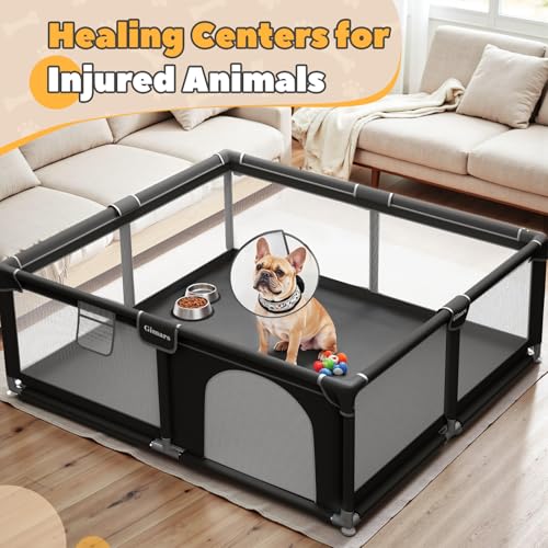 127x127x66 cm Welpengehege Mit Tür, Hundespielgehege Für Welpen Oder Kleine Hunde, Stabiles Sicherheitszaungehege Mit Dickem Stoff, Robustem Nylonnetz, Maschinenwaschbar