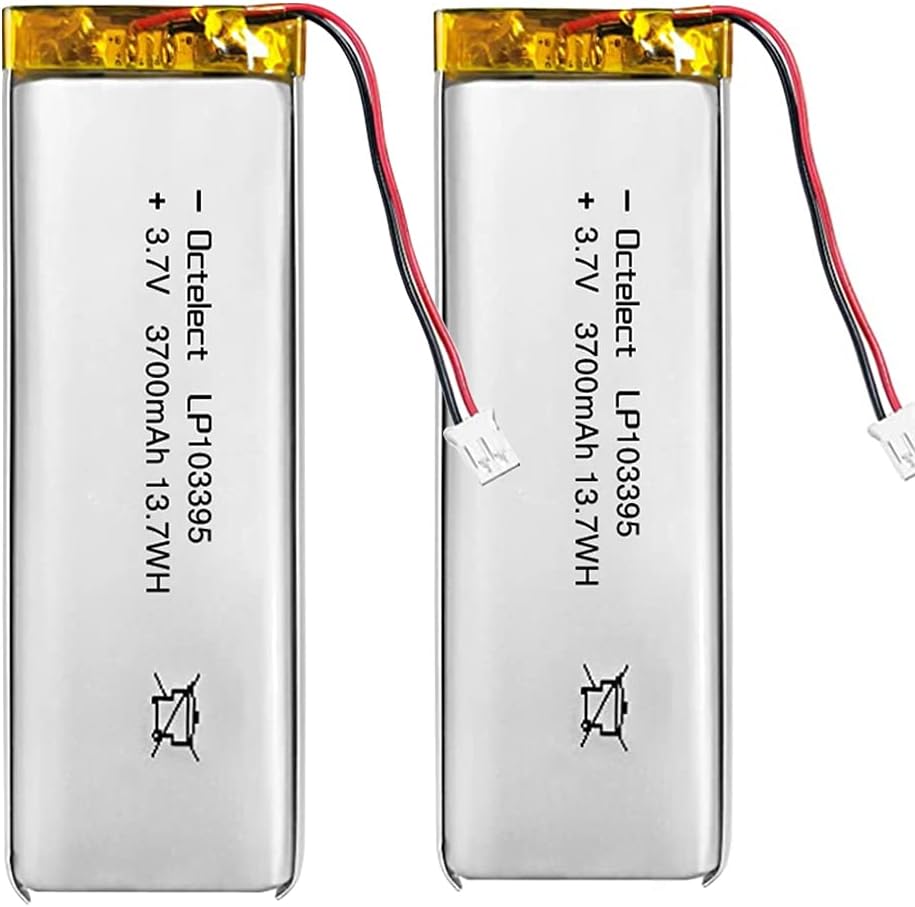 Octelect 2PCS 3.7V Lipo 3700mAh 103395 Polymer ion Battery Rechargeable Lithium ion Polymer Battery with JST Connector