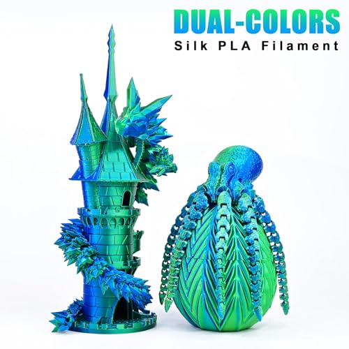 Image of PLA Filament 1.75mm, Silk PLA 3D Printer Filament, Dual Color Filament - Blue Green 1.75 PLA Filament- 2 in 1 Coextrusion 3D Filament PLA 1.75 + /-0.02mm, Fit to AMS, 1kg /Spool