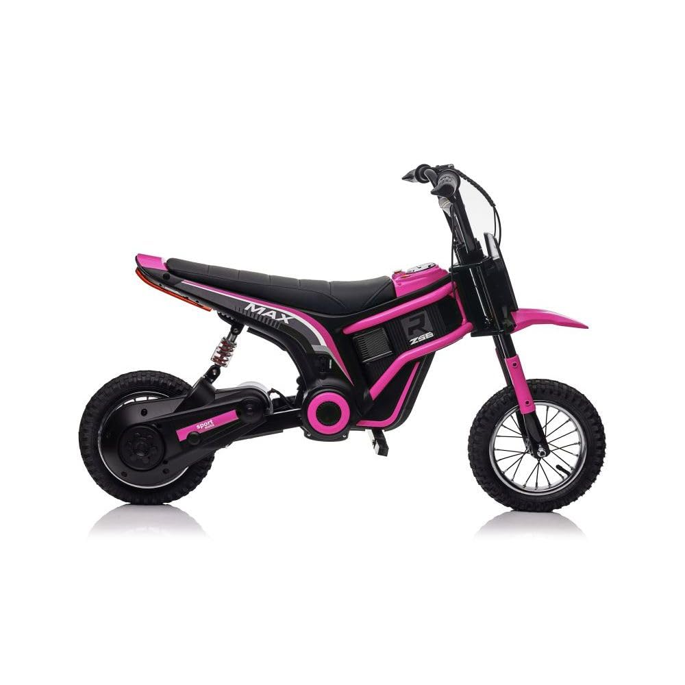 BabyCoches - Moto Eléctrica Niños, Motocicleta Eléctrica con Motor de 350 W, Neumático de 12'', Moto Cross para niños hasta 12 años, Vehículo eléctrico para niños con batería. (Rosa)