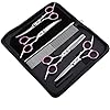 Bebliss Hond Grooming Schaar Kit Met Veiligheid Ronde Tip Roestvrij Staal Heavy Duty Titanium Dunner Rechte Gebogen Scharen En Kam Voor Huisdier Lange Korte Haar