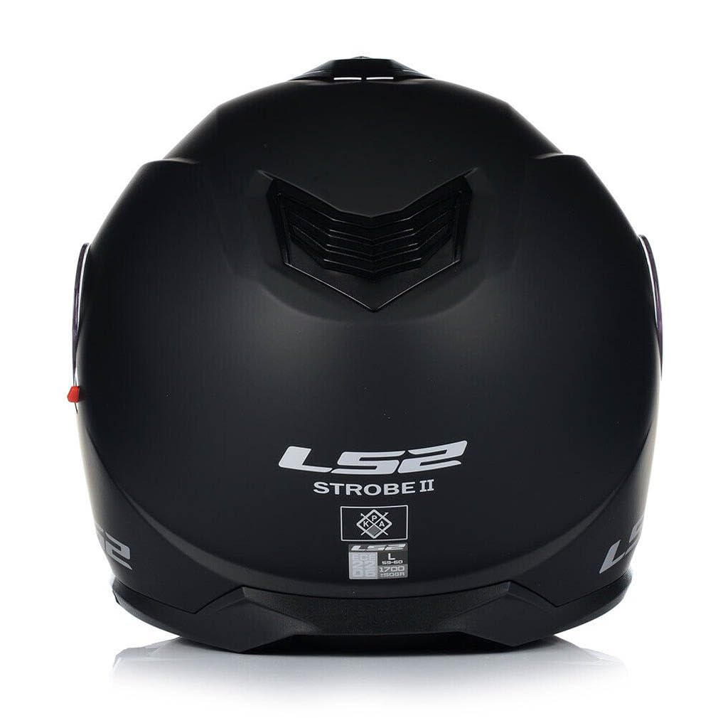 LS2 FF908 Strobe II Designed Negro Mate - Sena Bluetooth-Intercom Integrado - Casco de Moto Modular con Visor Solar - Homologado ECE 22.06
