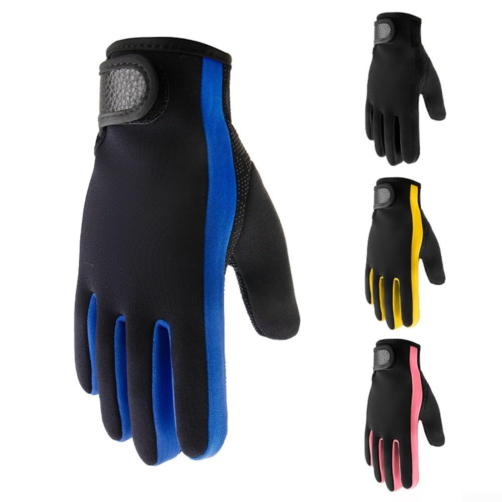 Guanti termici in neoprene da 5 mm per uso in immersioni subacquee, per pesca, surf, con impugnatura antiscivolo e polsini regolabili