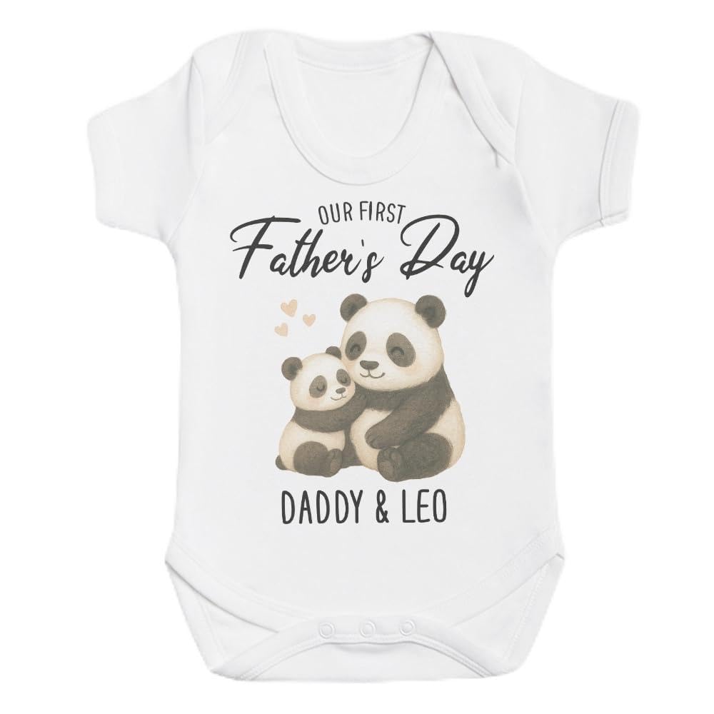 The Gift Project PERSONALISED Our First Father's Day - Baby Bodysuit - Pandas
