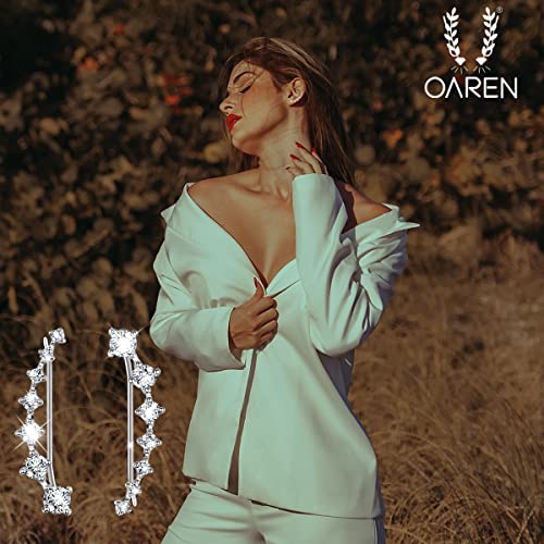 Ear Cuffs Climber Earrings For Women Girls S925 Sterling Silver Hypoallergenic 7 Diamonds Earring With Cubic Zirconia Bridal Wedding Earrings For Birthday Present (Silver) #TOP2