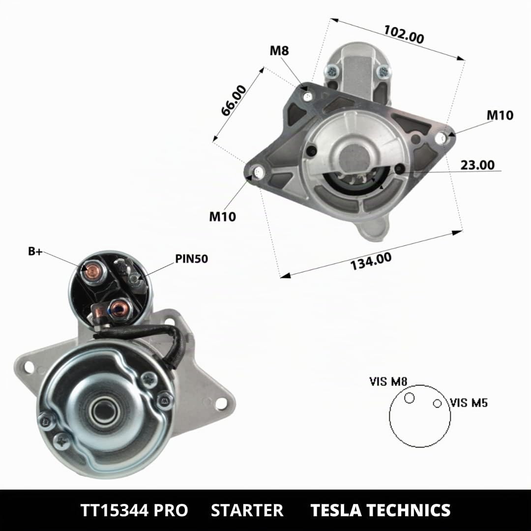 TT15344 PRO motorino di avviamento 12V, 2.20 KW. Compatibile con NISSAN, OPEL, RENAULT. Eccellente rapporto qualità-prezzo. Installazione facile e garanzia.