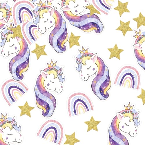 100PCS Confettis de Table en Papier Licorne, Confettis licorne, Decoration anniversaire licorne, Décoration de table, Licorne confettis anniversaire, Pour...