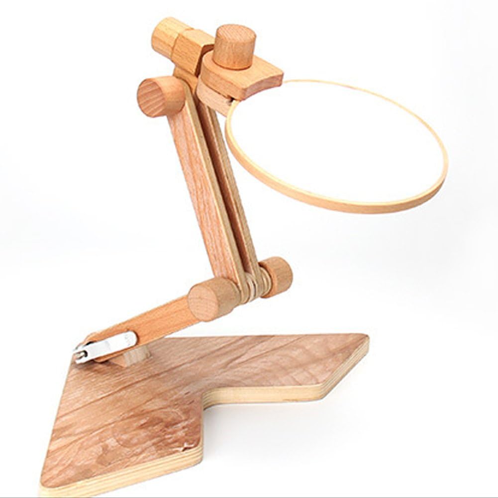 Soporte para bastidor de bordado de madera, soporte ajustable para manualidades, mesa de accesorios portátil, soporte multifuncional para punto de manualidades