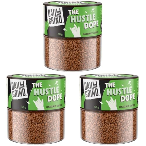 Image of DAILYGRIND Hazelnut Instant Coffee Powder 50g | Medium Roast Freeze-Dried Pure Arabica Coffee Granules | For Mochas, Espresso, Cappuccino, Latte, Frappes | Hot & Cold Coffee (25 Cups) (Pack of 3)