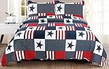 United Curtain Co. Americana Quilt Set, Full/Queen, Red, White & Blue