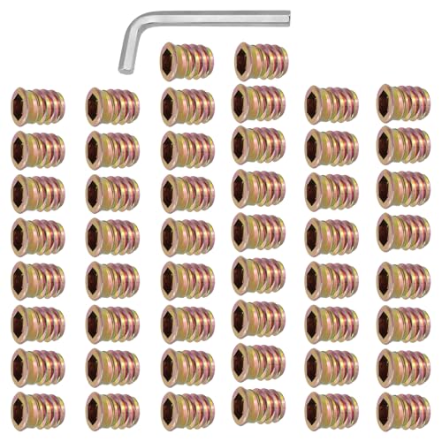 Tsnamay Color-Zinc Carbon Steel Nuts Set with Wrench, 3/8-16 Threaded Inserts for Wood, Industrial and Home Fastening, 1 Set